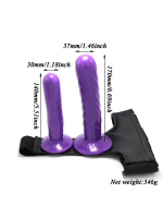 Censan Mor Double Dong Titreşimli Belden Bağlamalı Çift Taraflı Bisex Dildo Vibratör - Görsel 2